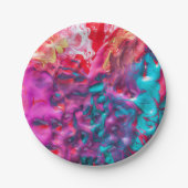 Natte verf kleurrijk abstract kunstpalet papieren bordje (Voorkant)