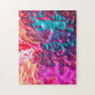 Natte verfkleurig abstract kunstpalet modern legpuzzel