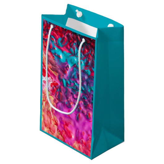 Natte verfkleurige abstracte kunstpaletdraai klein cadeauzakje (Voorkant Gekanteld)