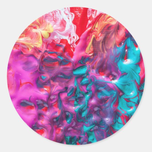 Natte verfkleurige abstracte kunstpaletdraai ronde sticker (Voorkant)