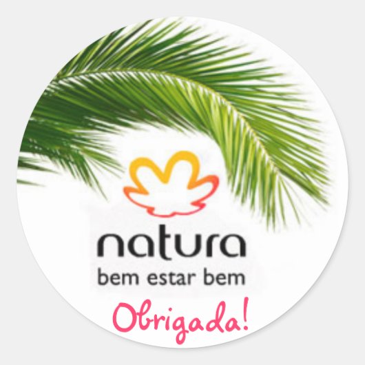 natura-comesticos, Obrigada! Ronde Sticker (Voorkant)