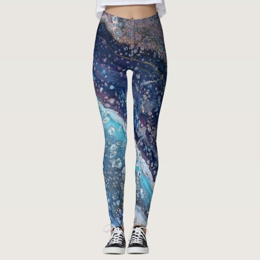 Natural Attraction 2 Blue Geode Abstract Leggings (Devant)