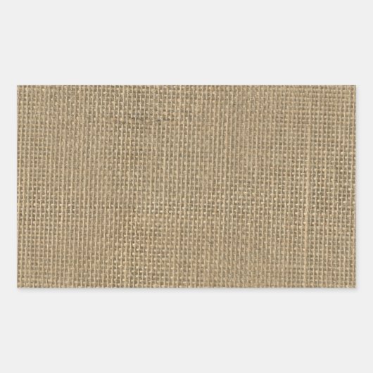 Natural Beige Burlap Rechthoekige Sticker (Voorkant)