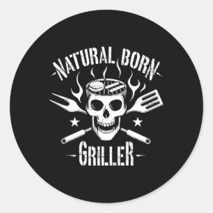 Natural Born Griller Grappige BBQ grap voor Grill Ronde Sticker