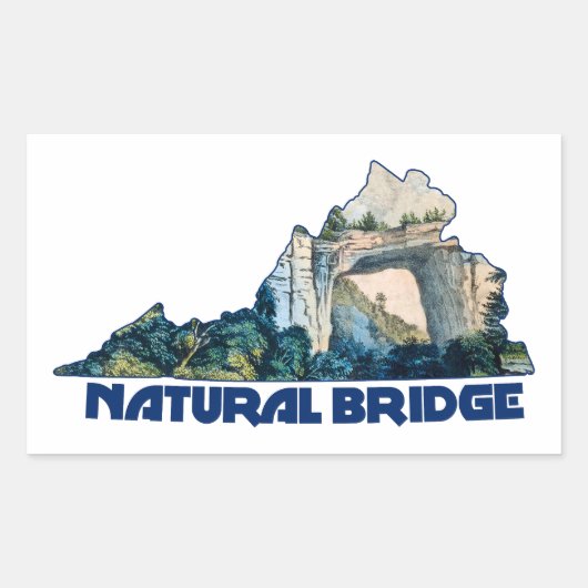Natural Bridge Virginia State Map Rechthoekige Sticker (Voorkant)