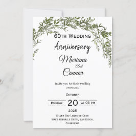 Natural Classic Greenery Wedding Anniversary  Kaart