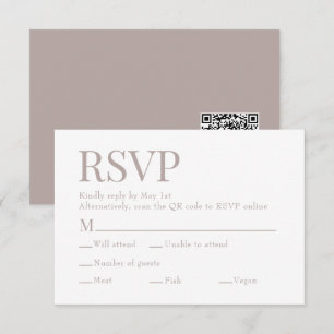 Natural Cream Scan QR Code Maaltijdkeuze Trouwen RSVP Kaartje