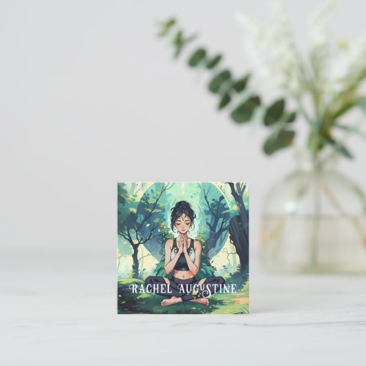 Natural Forest Yoga Fitness Instructor Vierkante Visitekaartje (Staand voorkant)