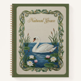 Natural Grace Embroidered Swan Water Lily Notitieboek