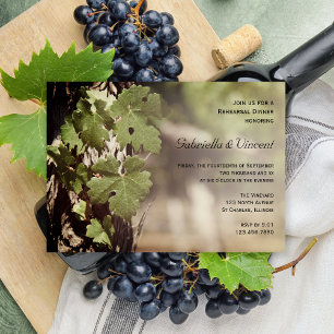 Natural Grape Leaves Vineyard Rehearsal Dinner Kaart