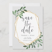 Natural Greenery | Groene Waterverf Botanisch Save The Date (Voorkant)