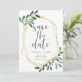 Natural Greenery | Groene Waterverf Botanisch Save The Date (Staand voorkant)