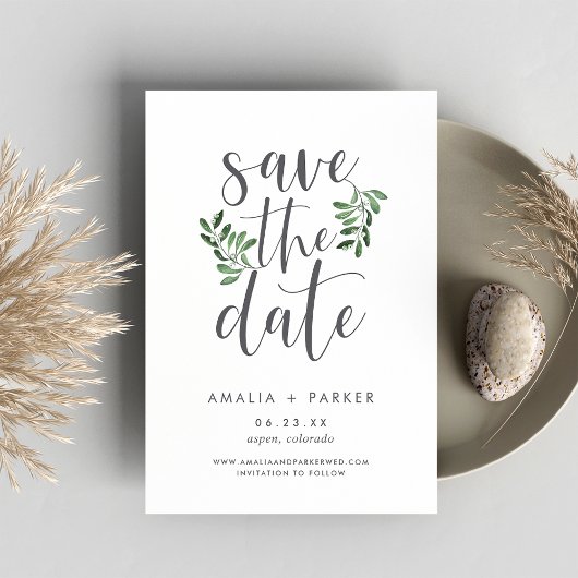 Natural Greenery | Modern botanisch Save The Date