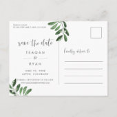 Natural Greenery | Waterverf De datum opslaan Aankondigingskaart (Achterkant)