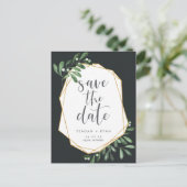 Natural Greenery | Waterverf De datum opslaan Aankondigingskaart (Staand voorkant)