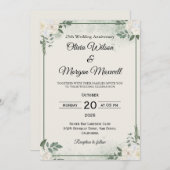 Natural Greenery Wedding Anniversary Invitations (Devant / Derrière)