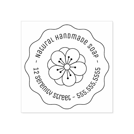 Natural Handmade Soap Flower Round Address Wavy Rubberstempel (Afrduk)