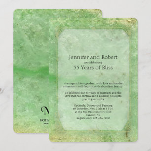 Natural Jade 35th Wedding Jubileum Invitation Kaart