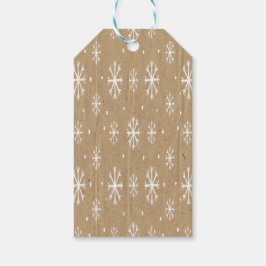 Natural Kraft Style White Snowflake Pattern Cadeaulabel