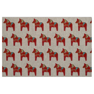 Natural Linen Dala Horse Fabric Stof
