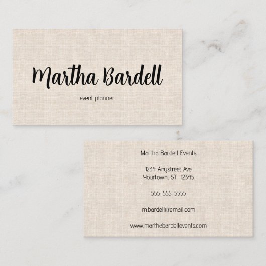 Natural Linen Texture Visitekaartje (Voorkant / Achterkant)
