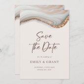 Natural Marble Agate Save the Date Invitation Kaart (Voorkant / Achterkant)