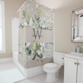 Natural Neutral Greenery Monogram Wedding Keepomwi Douchegordijn (In situ)