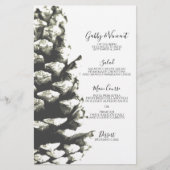 Natural Pine Cone op White Wedding Menu (Voorkant)
