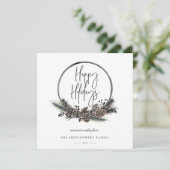 Natural Pine Hoop Wreath Holiday Card (Staand voorkant)