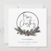 Natural Pine Hoop Wreath Holiday Card (Voorkant)