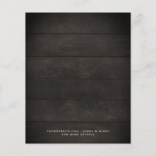 Natural Rustic Wood & Floral White Lights bruiloft Flyer (Achterkant)