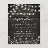 Natural Rustic Wood & Floral White Lights bruiloft Flyer (Voorkant)