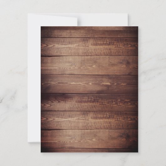 Natural Rustic Wood & White Lights String bruiloft Kaart (Achterkant)