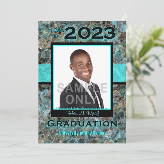 Natural Stone 2023 Afstuderen Photo Invitation Kaart (Staand voorkant)