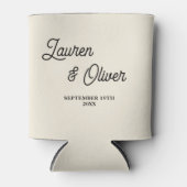 Natural White Script Minimalist Wedding Blikjeskoeler (Voorkant)