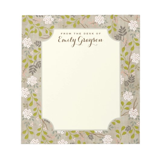 Natural Woodland Floral Personalized Notepad Notitieblok (Voorkant)
