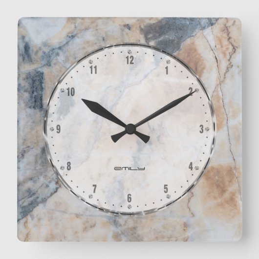 Naturale marble Stone Texture Print Vierkante Klok (Voorkant)