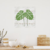 Naturals Abstract Monstera Leaves Rustic Poster (Keuken)