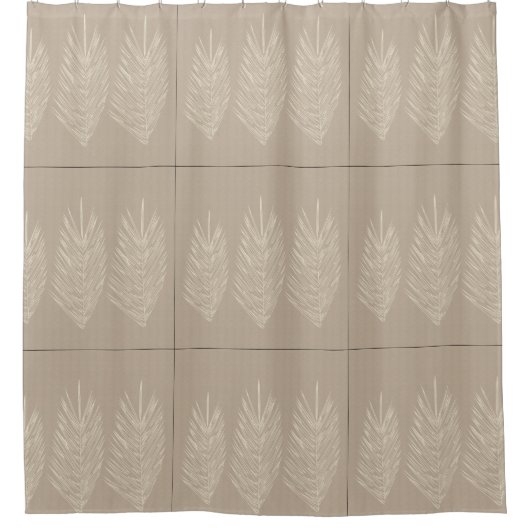 Naturals Abstract Palm Leaves Linen Cream Douchegordijn (Voorkant)