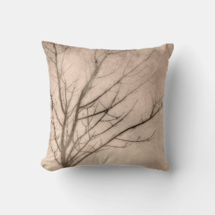 nature art coussin arbre d'hiver sur sépia