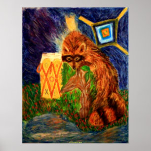 NATURE ART POSTERS - ÉTÉ INDIEN - CADEAU RACCOON