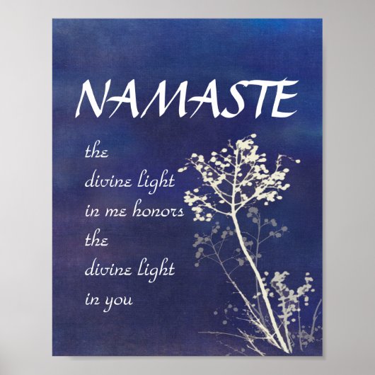 nature art zen Namaste poster bleu et blanc (Devant)