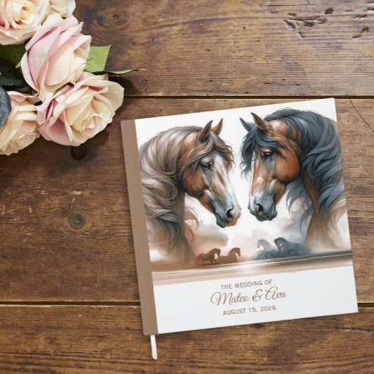 Nature Beau Chevaux Brown Mariage Livre d'or