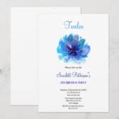 nature bleu et violet invitation à fleur d'anniver (Devant / Derrière)