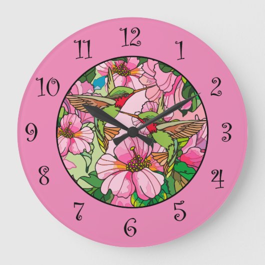 Nature Colibri Colibri Floral Design Horloge Décor (Recto)