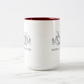 Nature Escape Camping Illustration Tweekleurige Koffiemok (Center)