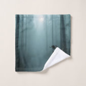 Nature Foggy Forest Bird Ravens and Crows (Gant de toilette)