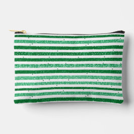 Nature Green White Horizontal Glitter Stripes Etui