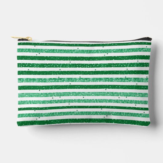 Nature Green White Horizontal Glitter Stripes Etui (Voorkant)