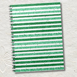 Nature Green White Horizontal Glitter Stripes Notitieboek